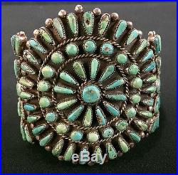 Old Dead Pawn Sterling Silver Turquoise Cluster Bracelet Native American Indian
