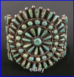 Old Dead Pawn Sterling Silver Turquoise Cluster Bracelet Native American Indian