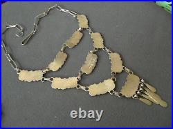 Old LONCONSELLO Native American Turquoise Sterling Silver Bib Necklace /Earrings