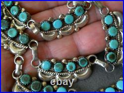 Old LONCONSELLO Native American Turquoise Sterling Silver Bib Necklace /Earrings