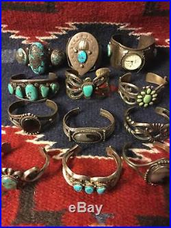 Old Lot Of XX old pawn navajo Sterling silver turquoise bracelets