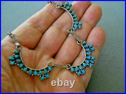 Old Native American Teardrop-Turquoise Clusters Sterling Silver Necklace Choker