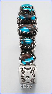 Old Navajo NAT BISBEE BLUE Turquoise RARE Sterling Silver Bracelet