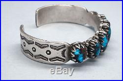Old Navajo NAT BISBEE BLUE Turquoise RARE Sterling Silver Bracelet