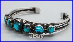 Old Navajo NAT SMOKEY BISBEE Turquoise RARE Sterling Silver Bracelet