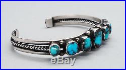 Old Navajo NAT SMOKEY BISBEE Turquoise RARE Sterling Silver Bracelet