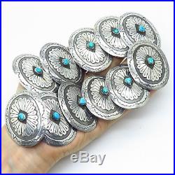 Old Pawn 925 Sterling Silver Turquoise Lot Of 11 Tribal Concho Belt Buckles