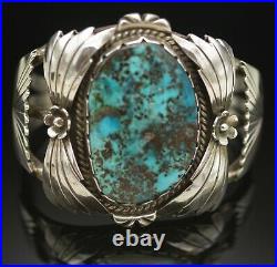 Old Pawn Ben Shiley Navajo Large Turquoise And Sterling Silver Cuff Bracelet