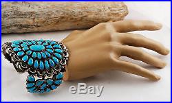 Old Pawn CEREMONIAL Bracelet Turquoise Cluster Sterling Silver Native American
