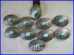 Old Pawn Concho belt with 10 Sterling/Turquoise Conchos