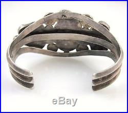 Old Pawn HARRY SPENCER Navajo Stamped Sterling Silver Turquosie Cuff Bracelet J