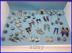 Old Pawn Lot 33 Pc Sterling Silver Turquoise Jewelry Some Signed 261.8g (QQX)S