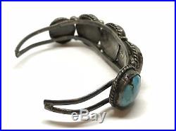 Old Pawn Native 5 Stone Natural Turquoise Sterling Silver Mens CUFF Bracelet