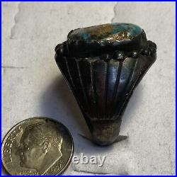 Old Pawn Native American Navajo Rich Blue Bisbee Turquoise Sterling Silver Ring