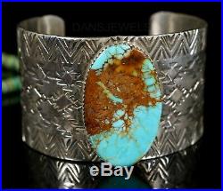 Old Pawn Natural Large Slab Kingman Turquoise Sterling Hallmarked CUFF Bracelet