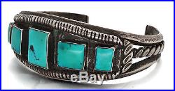 Old Pawn Navajo Bracelet Turquoise Sterling Silver Native American 1930's