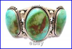 Old Pawn Navajo Handmade Sterling Silver Royston Turquoise Bracelet Signed MT