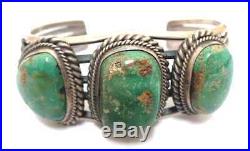Old Pawn Navajo Handmade Sterling Silver Royston Turquoise Bracelet Signed R