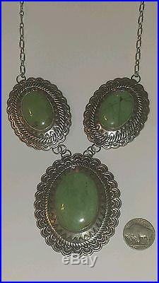 Old Pawn Navajo Royston Turquoise & Sterling Silver Concho Necklace 2672 G