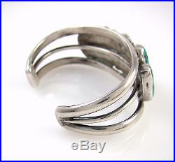 Old Pawn Navajo Solid 925 Sterling Silver Morenci Turuoise Cuff Bracelet J LO