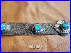 Old Pawn Navajo Sterling Silver And Turquoise Concho Belt Style Hat Band