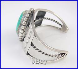 Old Pawn Navajo Sterling Silver & High Grade Turquoise Cuff Bracelet RS AX
