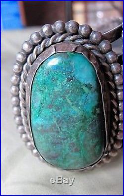 Old Pawn Navajo Sterling Silver Natural Blue Green Royston Turquoise Bracelet