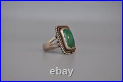 Old Pawn Navajo Sterling Silver Ring Turquoise Size 12