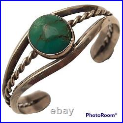 Old Pawn Navajo Stormy mountain Turquoise Sterling Silver Cuff Bracelet