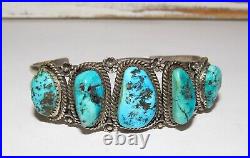 Old Pawn Navajo Turquoise Cuff Bracelet Sterling Silver Native American