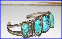 Old Pawn Navajo Turquoise Cuff Bracelet Sterling Silver Native American