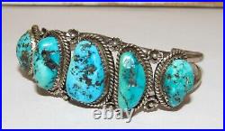 Old Pawn Navajo Turquoise Cuff Bracelet Sterling Silver Native American