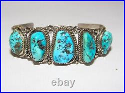 Old Pawn Navajo Turquoise Cuff Bracelet Sterling Silver Native American