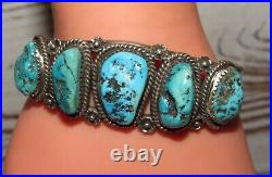 Old Pawn Navajo Turquoise Cuff Bracelet Sterling Silver Native American