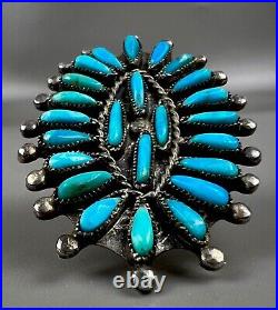 Old Pawn Navajo / Zuni Sterling Silver Turquoise Cluster Ring HUGE 2 Long