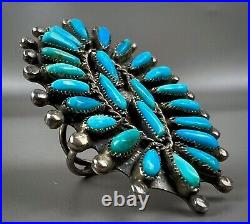 Old Pawn Navajo / Zuni Sterling Silver Turquoise Cluster Ring HUGE 2 Long