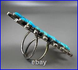 Old Pawn Navajo / Zuni Sterling Silver Turquoise Cluster Ring HUGE 2 Long