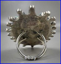 Old Pawn Navajo / Zuni Sterling Silver Turquoise Cluster Ring HUGE 2 Long