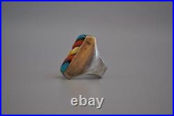 Old Pawn Navajo sterling Silver Ring Turquoise, Coral, Shell. Size 10 1/2 Old Pawn Navajo sterling Silver Ring Turquoise, Coral, Shell. Size 10 1/2