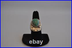 Old Pawn Navajo sterling Silver Turquoise Ring Size 8 1/2