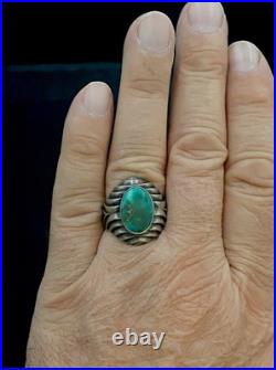 Old Pawn Ring Size 10 Sterling Silver Royston Turquoise Navajo #67
