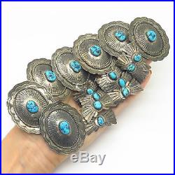 Old Pawn Southwestern Sterling Silver & Turquoise Lot Of 16 Concho Belt Pieces