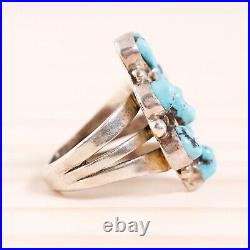 Old Pawn Sterling Silver Blue Turquoise Rain Drops Cluster Ring Size 6.25