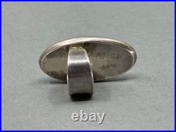 Old Pawn Sterling Silver Ring with large gem quality Turquoise. Signed. Sz 7 1/4