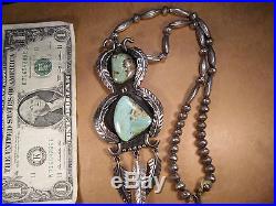 Old Pawn Sterling Silver & Turquoise Necklace/Pendant, Signed R, 21, 100.3g