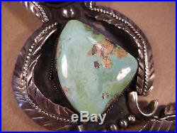 Old Pawn Sterling Silver & Turquoise Necklace/Pendant, Signed R, 21, 100.3g