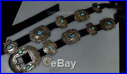 Old Pawn Vintage Navajo Handmade TURQUOISE Sterling Silver CONCHO BELT