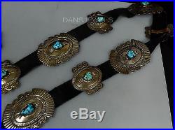 Old Pawn Vintage Navajo Handmade TURQUOISE Sterling Silver CONCHO BELT