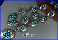 Old Pawn Vintage Navajo Kingman TURQUOISE & Sterling Silver 38 CONCHO BELT