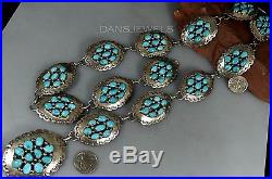 Old Pawn Vintage Navajo Kingman TURQUOISE & Sterling Silver 38 CONCHO BELT